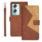 For OPPO A79 5G Global idewei Two-color Splicing Leather Phone Case(Brown) - 1