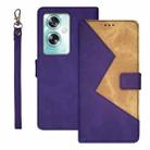 For OPPO A79 5G Global idewei Two-color Splicing Leather Phone Case(Purple) - 1