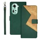 For OPPO Reno11 5G Global idewei Two-color Splicing Leather Phone Case(Green) - 1