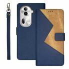 For OPPO Reno11 Pro 5G Global idewei Two-color Splicing Leather Phone Case(Blue) - 1