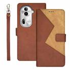 For OPPO Reno11 Pro 5G Global idewei Two-color Splicing Leather Phone Case(Brown) - 1