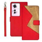 For OPPO Reno11 F idewei Two-color Splicing Leather Phone Case(Red) - 1