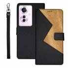 For OPPO Reno11 F idewei Two-color Splicing Leather Phone Case(Black) - 1