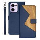 For OPPO Reno13 F 5G idewei Two-color Splicing Leather Phone Case(Blue) - 1