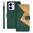 For OPPO Reno13 F 5G idewei Two-color Splicing Leather Phone Case(Green) - 1