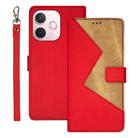 For OPPO A5 Pro 5G Global idewei Two-color Splicing Leather Phone Case(Red) - 1