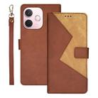 For OPPO A5 Pro 5G Global idewei Two-color Splicing Leather Phone Case(Brown) - 1