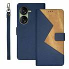 For Asus Zenfone 10 idewei Two-color Splicing Leather Phone Case(Blue) - 1
