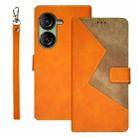 For Asus Zenfone 10 idewei Two-color Splicing Leather Phone Case(Orange) - 1