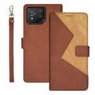 For ASUS ROG Phone 8 idewei Two-color Splicing Leather Phone Case(Brown) - 1