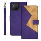 For ASUS ROG Phone 8 idewei Two-color Splicing Leather Phone Case(Purple) - 1