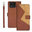 For ASUS Zenfone 11 Ultra idewei Two-color Splicing Leather Phone Case(Brown) - 1