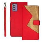 For Nokia G42 5G idewei Two-color Splicing Leather Phone Case(Red) - 1