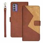 For Nokia G42 5G idewei Two-color Splicing Leather Phone Case(Brown) - 1