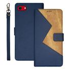 For iPhone 16e idewei Two-color Splicing Leather Phone Case(Blue) - 1