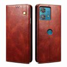 For Motorola Edge 40 Neo Oil Wax Crazy Horse Texture Leather Phone Case(Brown) - 1