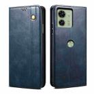 For Motorola Edge 40 Oil Wax Crazy Horse Texture Leather Phone Case(Blue) - 1