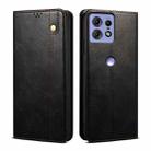 For Motorola Edge 50 Pro 5G Oil Wax Crazy Horse Texture Leather Phone Case(Black) - 1