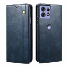For Motorola Edge 50 Pro 5G Oil Wax Crazy Horse Texture Leather Phone Case(Blue) - 1