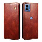 For Motorola Moto G04 / G24 Oil Wax Crazy Horse Texture Leather Phone Case(Brown) - 1