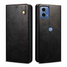 For Motorola Moto G34 Oil Wax Crazy Horse Texture Leather Phone Case(Black) - 1