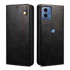 For Motorola Edge 50 Fusion Oil Wax Crazy Horse Texture Leather Phone Case(Black) - 1