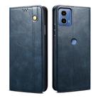 For Motorola Edge 50 Fusion Oil Wax Crazy Horse Texture Leather Phone Case(Blue) - 1