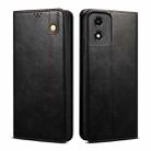 For Motorola Moto E14 Oil Wax Crazy Horse Texture Leather Phone Case(Black) - 1