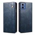 For Motorola Moto G85 Oil Wax Crazy Horse Texture Leather Phone Case(Blue) - 1