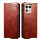 For Motorola Edge 50 Ultra Oil Wax Crazy Horse Texture Leather Phone Case(Brown) - 1