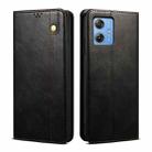 For Motorola Moto G54 5G Global Oil Wax Crazy Horse Texture Leather Phone Case(Black) - 1