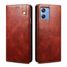 For Motorola Moto G54 5G Global Oil Wax Crazy Horse Texture Leather Phone Case(Brown) - 1