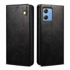 For Motorola Moto G64 5G Global Oil Wax Crazy Horse Texture Leather Phone Case(Black) - 1