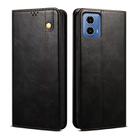 For Motorola Moto G34 5G / G45 5G Oil Wax Crazy Horse Texture Leather Phone Case(Black) - 1