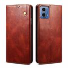For Motorola Moto G34 5G / G45 5G Oil Wax Crazy Horse Texture Leather Phone Case(Brown) - 1