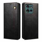 For Motorola Moto G75 5G Oil Wax Crazy Horse Texture Leather Phone Case(Black) - 1