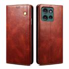 For Motorola Moto G75 5G Oil Wax Crazy Horse Texture Leather Phone Case(Brown) - 1