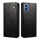 For Motorola Moto G35 Oil Wax Crazy Horse Texture Leather Phone Case(Black) - 1