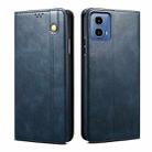 For Motorola Moto G35 Oil Wax Crazy Horse Texture Leather Phone Case(Blue) - 1