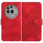 For Nothing Phone 3a Pro Elephant Head Embossed Phone Leather Case with Lanyard(Red) - 1