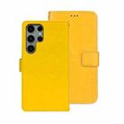 For Samsung Galaxy S24 Ultra 5G idewei Crazy Horse Texture Leather Phone Case(Yellow) - 1