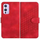 For OnePlus 9 YX0060 Elephant Head Embossed Phone Leather Case with Lanyard(Red) - 1