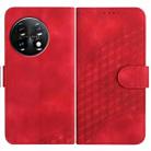 For OnePlus 11 YX0060 Elephant Head Embossed Phone Leather Case with Lanyard(Red) - 1