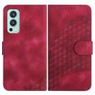 For OnePlus Nord 2 5G YX0060 Elephant Head Embossed Phone Leather Case with Lanyard(Rose Red) - 1