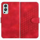 For OnePlus Nord 2 5G YX0060 Elephant Head Embossed Phone Leather Case with Lanyard(Red) - 1