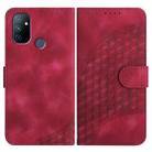 For OnePlus Nord N100 4G YX0060 Elephant Head Embossed Phone Leather Case with Lanyard(Rose Red) - 1