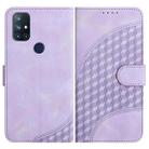 For OnePlus Nord N10 5G YX0060 Elephant Head Embossed Phone Leather Case with Lanyard(Light Purple) - 1