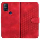 For OnePlus Nord N10 5G YX0060 Elephant Head Embossed Phone Leather Case with Lanyard(Red) - 1