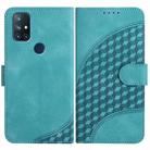 For OnePlus Nord N10 5G YX0060 Elephant Head Embossed Phone Leather Case with Lanyard(Light Blue) - 1