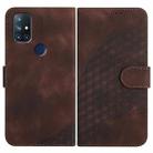 For OnePlus Nord N10 5G YX0060 Elephant Head Embossed Phone Leather Case with Lanyard(Coffee) - 1